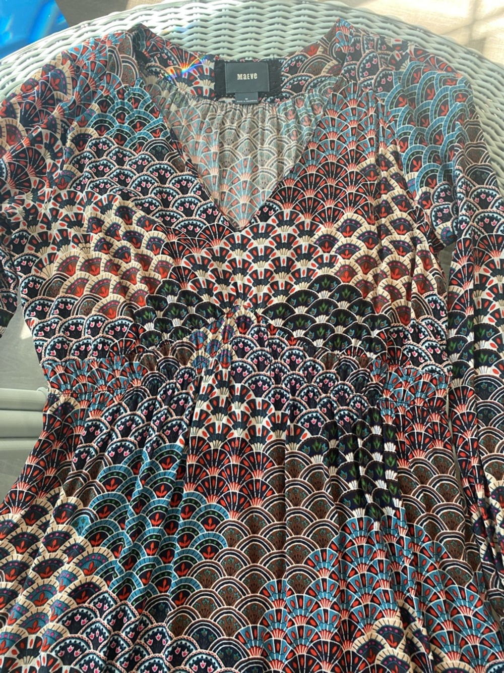 Maeve Monaco Empire fan print dress